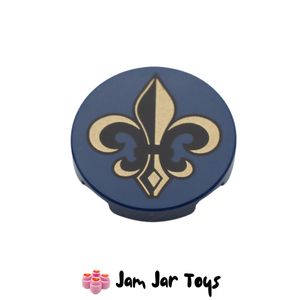 LEGO® Dark Blue Round Tile, Gold and Black Fleur-de-lis PT81