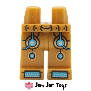 LEGO® Pearl Gold Legs with Blue Circular Circuitry. L232