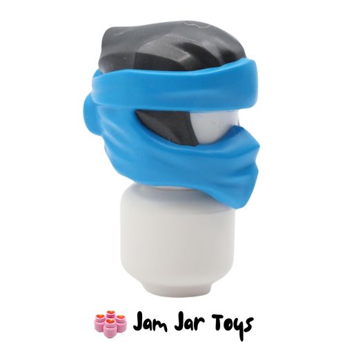LEGO Pearl Titanium Wrap, Short Back Knot, Dark Azure Mask