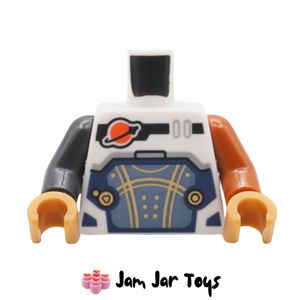 LEGO® Space Torso, Classic Space Logo, Sand Blue Panel with Gold Lines, Orange /Pearl Grey Arms TO233