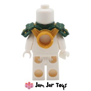 LEGO Dark Green Shoulder Armour, Bandana, Gold Rivets, Katana Scabbard. Side View