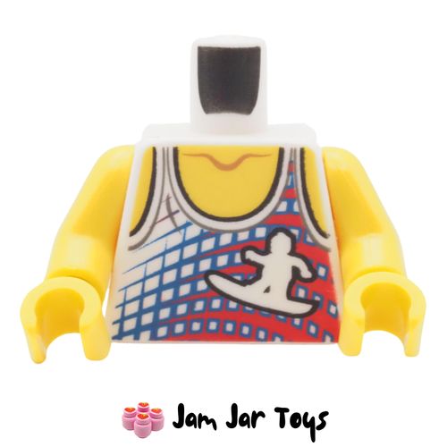 LEGO White Vest Torso with Surfer Print.