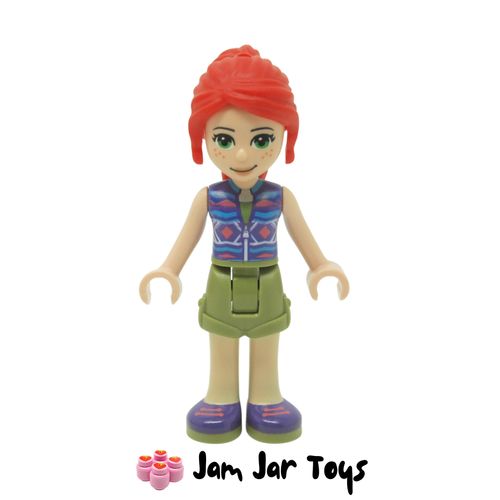 LEGO Mia Friends Mini Figure, Olive Green Shorts, Patterned Sleeveless Jacket.
