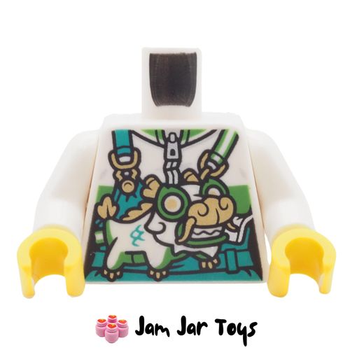 LEGO Mei White Torso, Turquoise Dungarees, White Dragon, Green Eyes