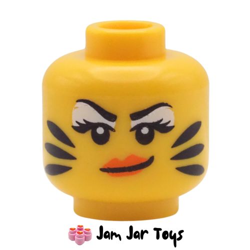 LEGO Tiger Woman Head, Tiger Stripes, Orange Lips, White Eye Shadow