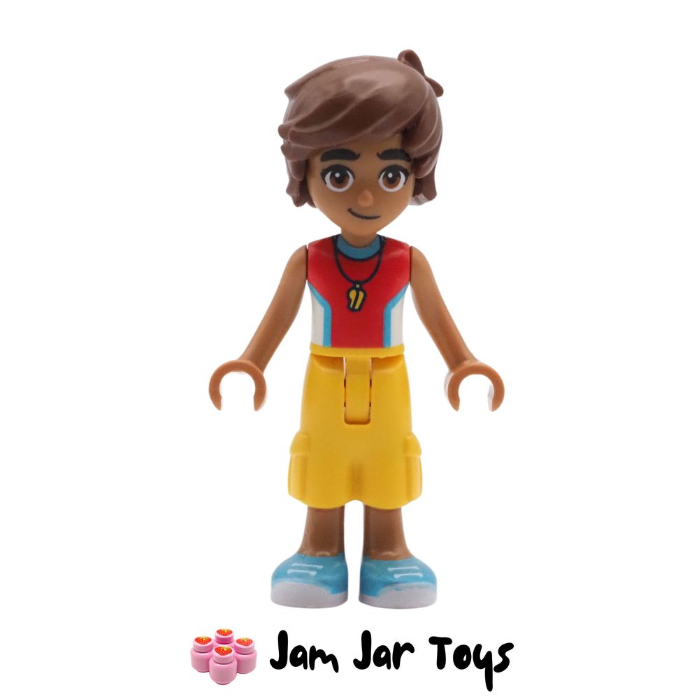 LEGO Friends Minifigure Leo Red Shirt, Cropped Yellow Trousers.