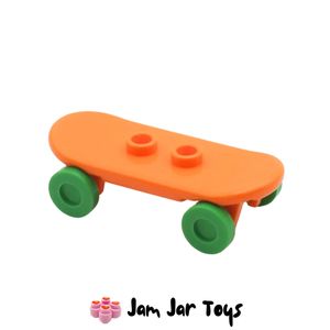 LEGO® Orange Skateboard, Bright Green Wheels. A496