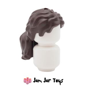 LEGO® Dark Brown Hair Tousled, Loose Ponytail, Top Hole. FPH203