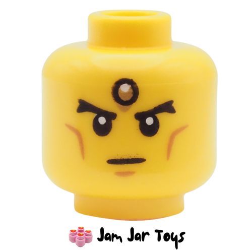 LEGO Erlang Shen Yellow Head, Gold Forehead Jewel, Stern Look.
