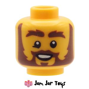 LEGO® Minifigure Head – Yellow with Beard & Sideburns (6538823) HF233