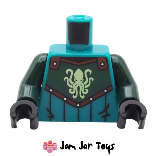 LEGO Dark Turquoise Torso, Armour, Green Chest, Kraken