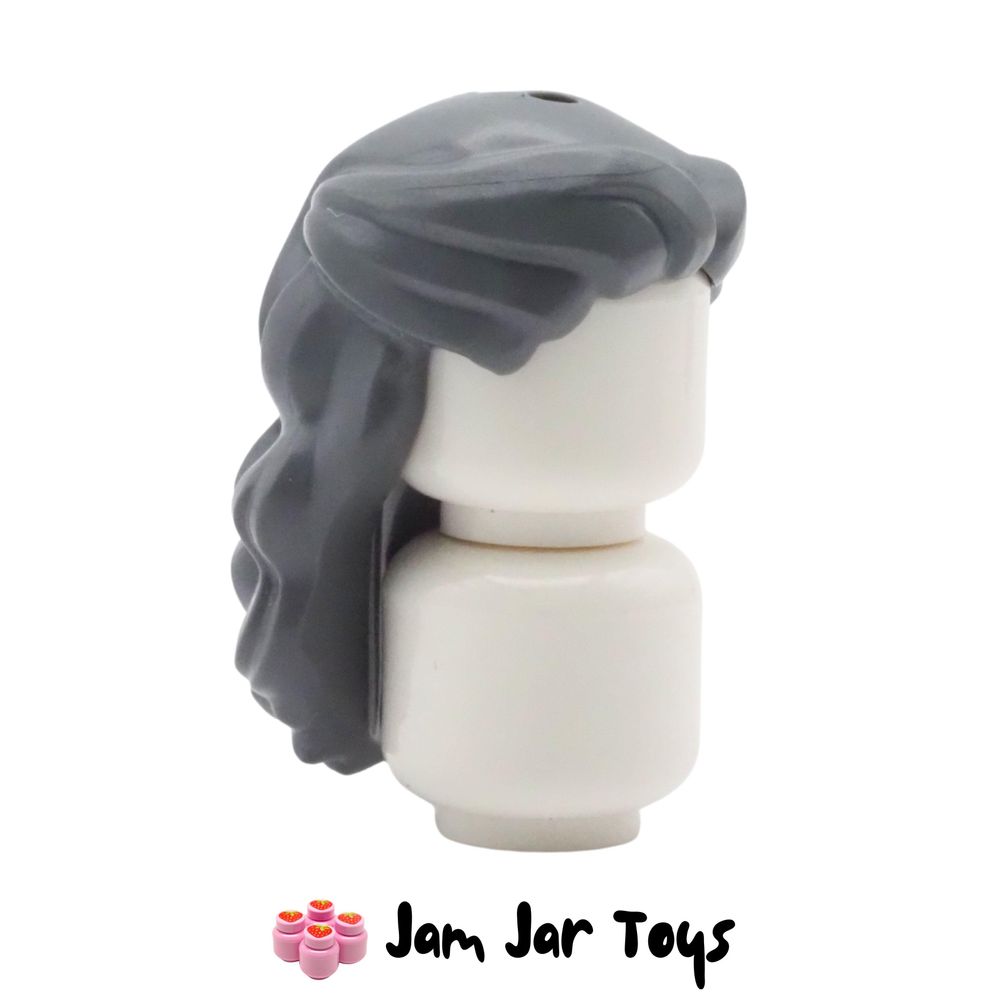 LEGO Long Dark Bluish Grey Hair, Parted Bangs