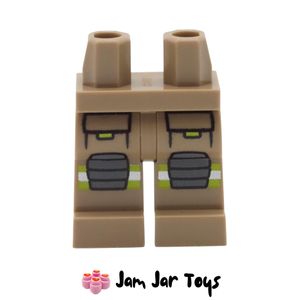 LEGO® Dark Tan Legs Neon Green Silver Stripes Knee Pads Pockets L336