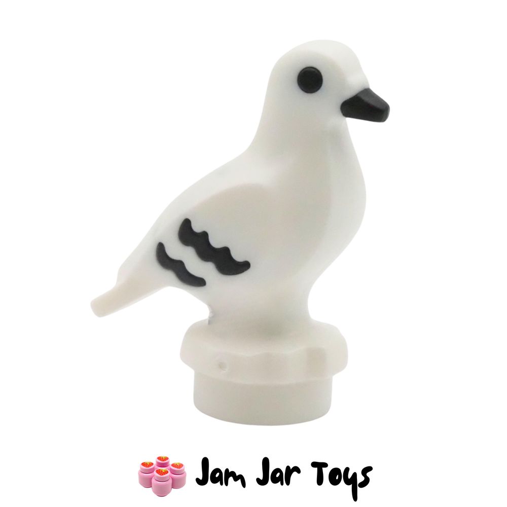 LEGO White Pigeon / Bird, Black Eyes, Beak, Feathers