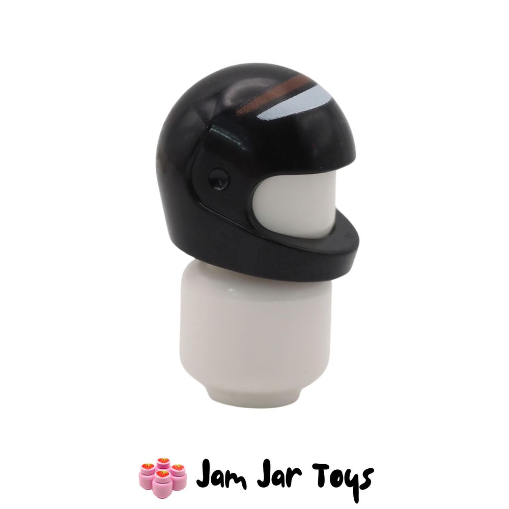 LEGO Black Standard Crash Helmet, White and Reddish Brown Stripes