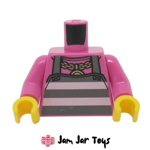 LEGO Torso Dark Pink Shirt, Apron, Prison Stripes, Gold Chain