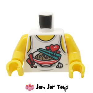 LEGO® White Torso, Vest with Bowl of Noodles, Chopsticks, Red Hearts T165