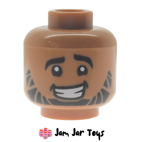 LEGO Medium Nougat Head, Crooked Smile, Black Beard,