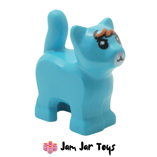 LEGO Medium Azure Cat, Kitten, Short Tail, with Orange Fringe, White Nose