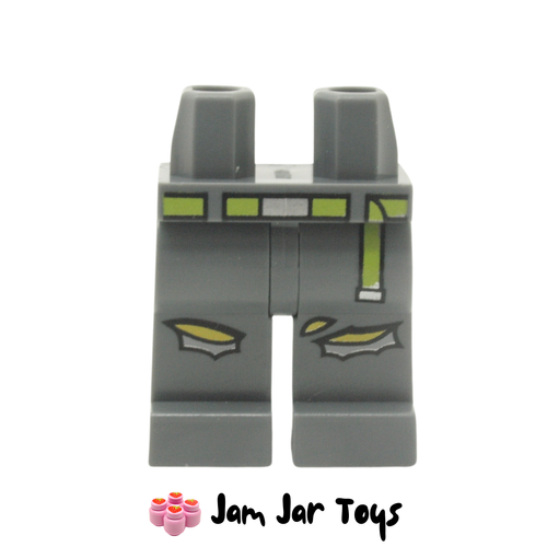 LEGO Dark Bluish Grey Legs, Torn Pants, Yellow Skin, Lime Belt