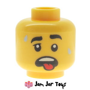 LEGO® Head Raised Eyebrow, Crooked Smile/Sweating, Tongue Sticking Out HF20