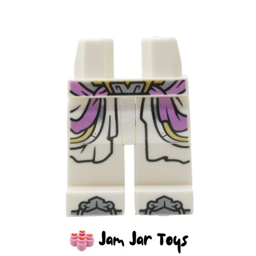 LEGO White Legs with Light Bluish Grey Belt, Lavender Sash