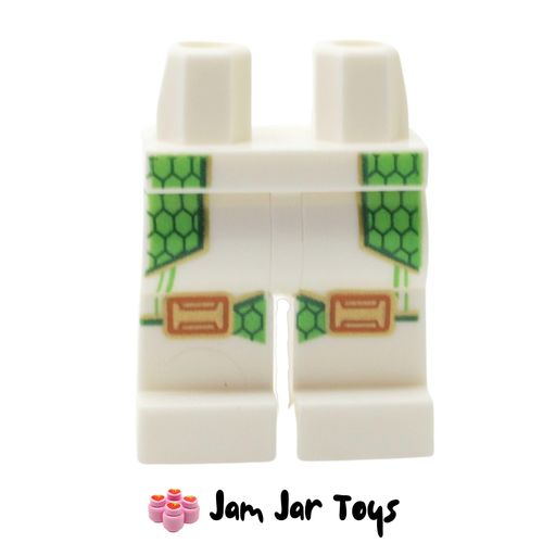 LEGO White Legs with Green Straps, Gold Trim