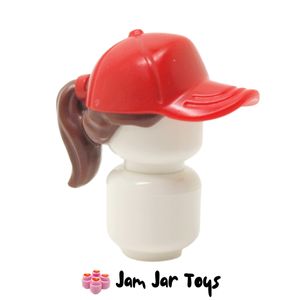 LEGO® Red Hat / Cap, Reddish Brown Ponytail HG171