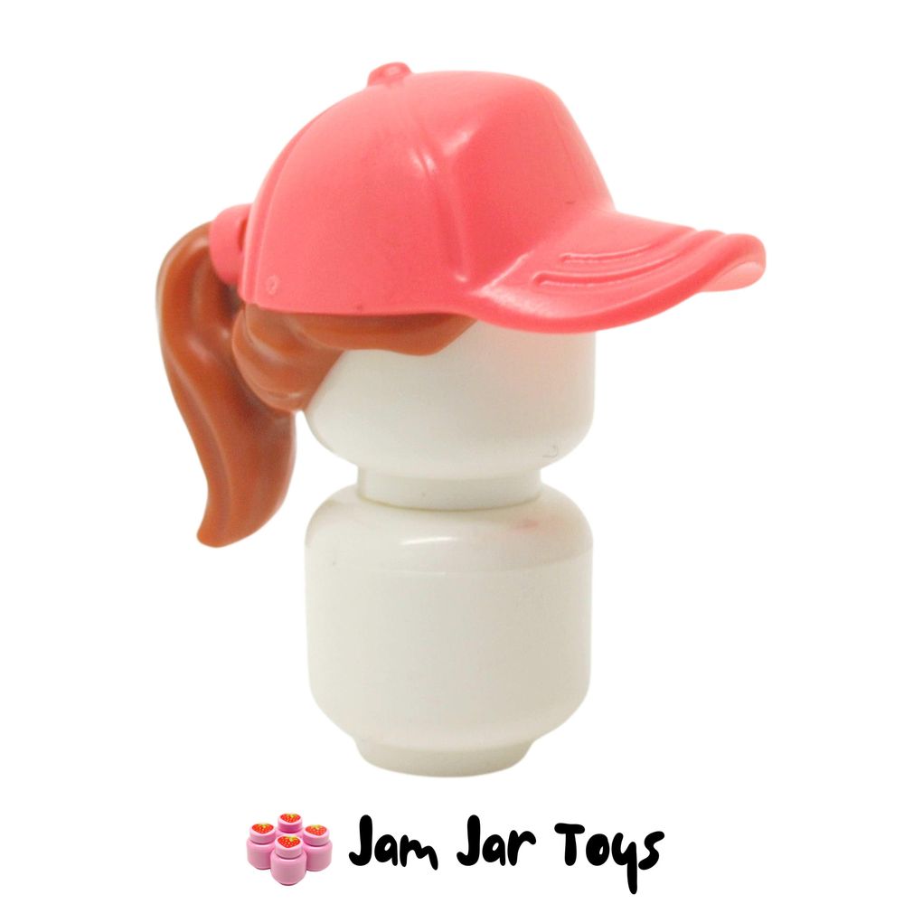 LEGO Coral Hat / Cap, Dark Orange Ponytail.