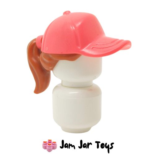 LEGO Coral Hat / Cap, Dark Orange Ponytail.
