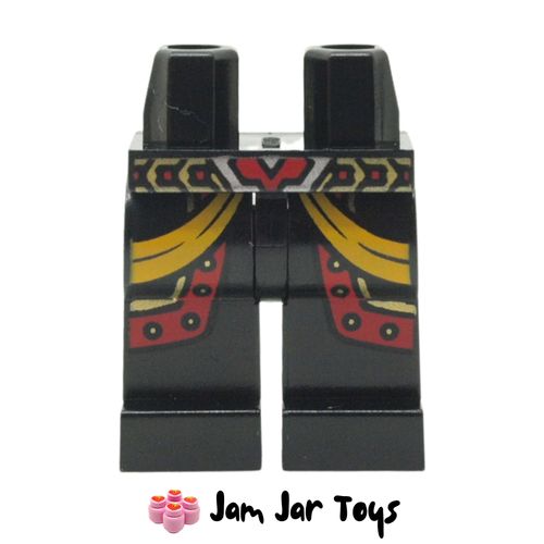 LEGO Black Legs Dark Red and Gold Armour, Bright Light Orange Sash, Ornate Belt.