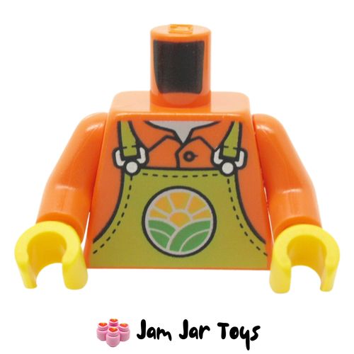 LEGO Orange Torso Overalls, Lime with Grocery Store Logo.