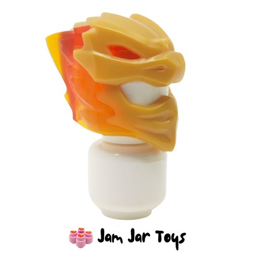 LEGO Pearl Gold Wrap / Mask with Marbled Trans-Orange Crystals Pattern.