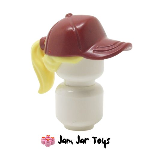 LEGO Dark Red Hat / Cap, Bright Light Yellow Ponytail.