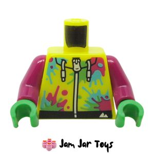 LEGO® Vibrant Yellow Hoody, Dark Purple, Bright Green, Medium Azure Splotches, White Zipper, Laces TO63