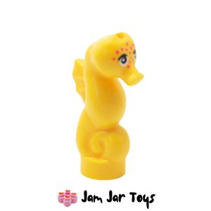 LEGO® Small Yellow Seahorse, Black Eyes, Orange Spots P136