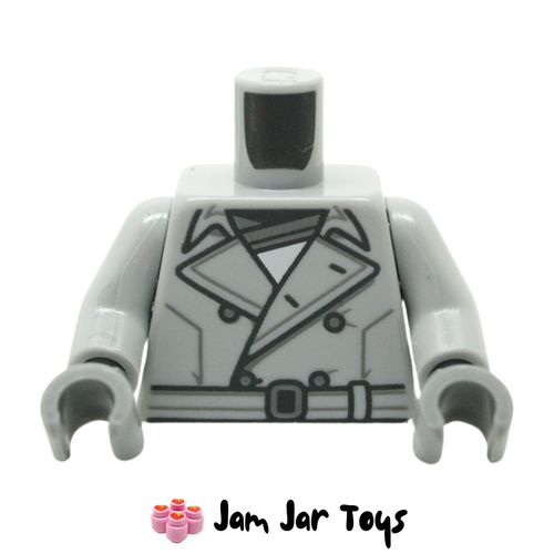 LEGO Grey Coat, Large Lapel, Buttons, Belt.