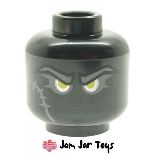 LEGO Night Hunter Head, Yellow Angry Eyes, Light Bluish Grey Scars.