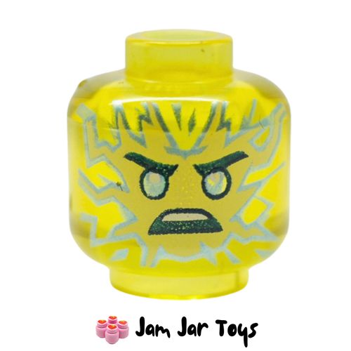 LEGO Trans-Yellow Jay Head, Energy Face, Silver Eyes