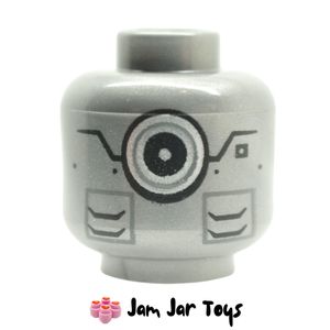 LEGO Flat Silver Zane Head, Bright Light Blue Eyes and Angry Eyebrows Rear
