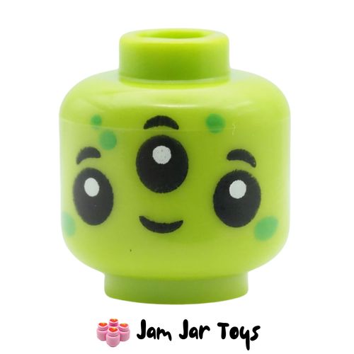 LEGO Lime Alien Head, Green Spots, 3 Eyes.