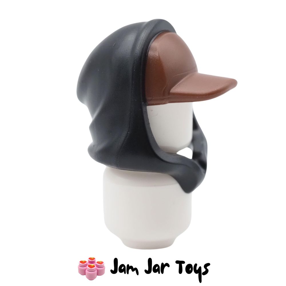 LEGO Black Hood over Reddish Brown Cap.