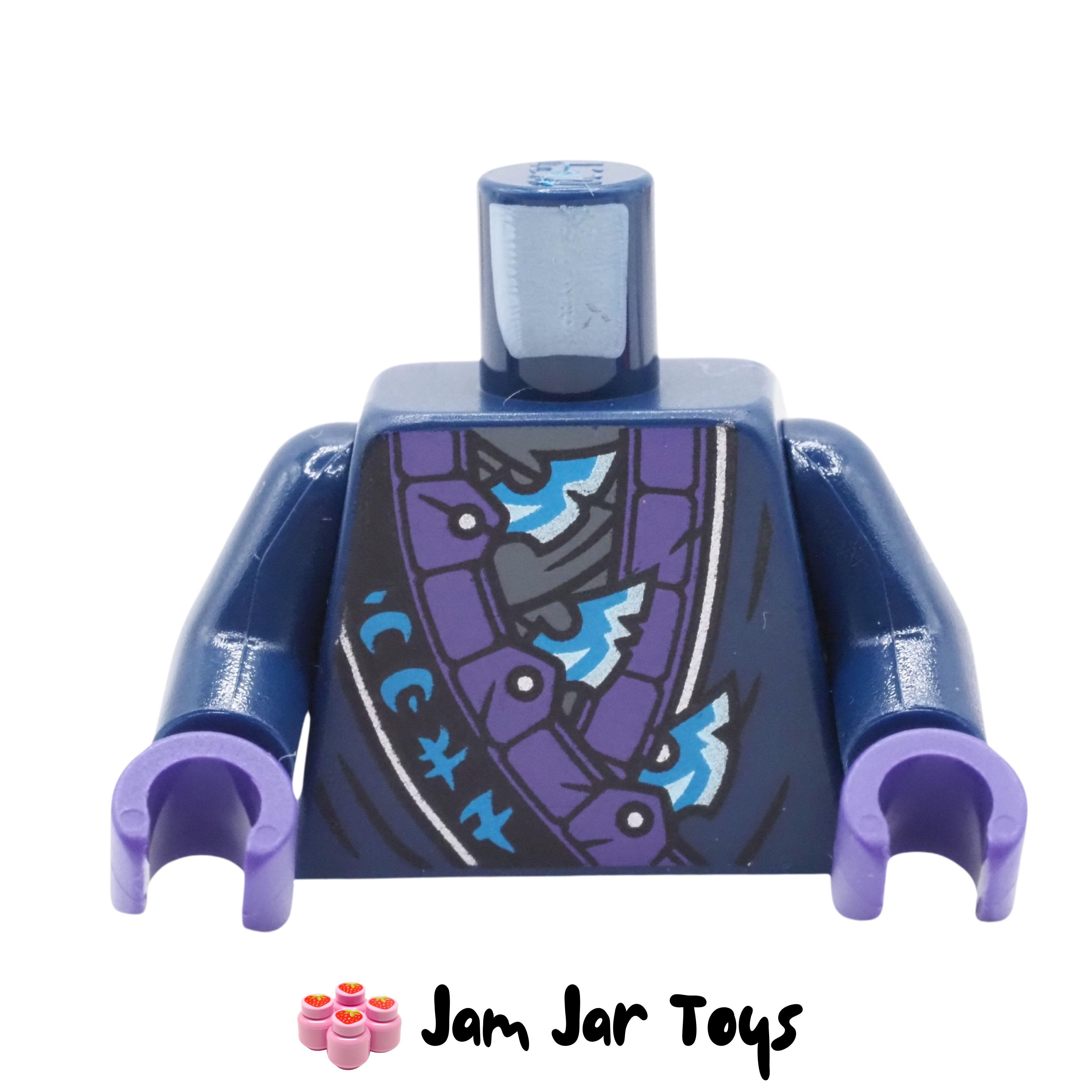 LEGO Dark Blue Robe Torso Purple Trim Asian Symbols Metallic Blades