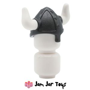 LEGO® Viking Helmet, Pearl Titanium with White Cow Horns. HG260