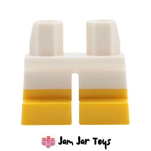 LEGO White Short Legs with Yellow Feet