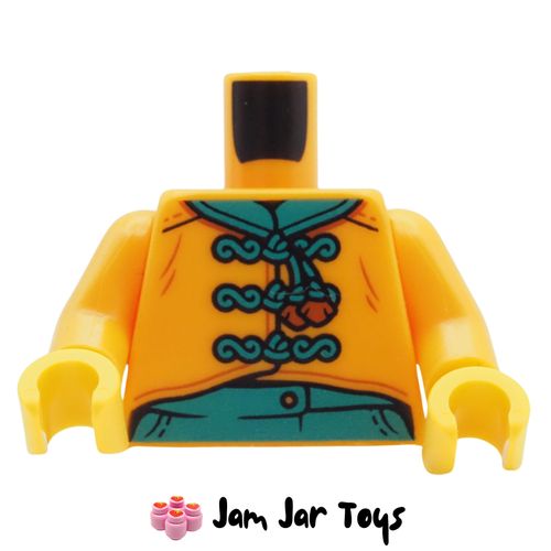 LEGO Bright Light Orange Tang Jacket Torso, Turquoise Laces, Belt