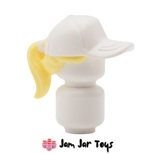 LEGO® White Hat / Cap, Bright Light Yellow Ponytail. HG269