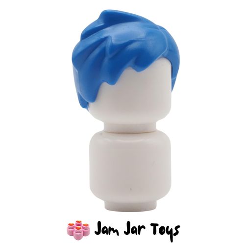 LEGO Blue Short Tousled Hair with Side Parting and Hair Sticking Up