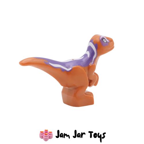 LEGO Dinosaur, Raptor, Baby, Dark Orange, Jurassic World Minifigure front view