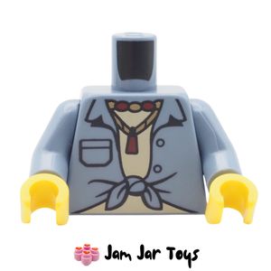 LEGO® Sand Blue Shirt Torso, Knotted, Tan Undershirt, Necklace. TO275